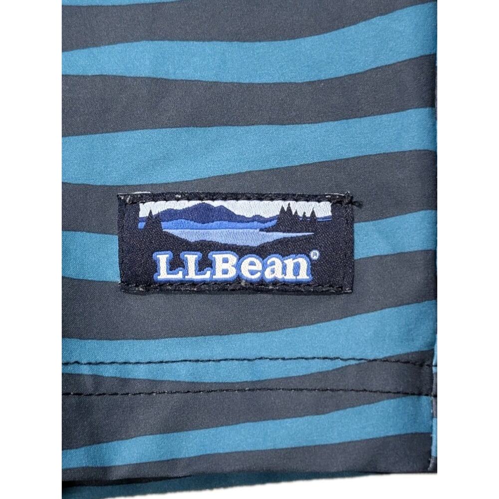 L.L. Bean Men’s Swim Trunks XXL Blue Teal Striped Drawstring Lined Pockets - Picture 4 of 12